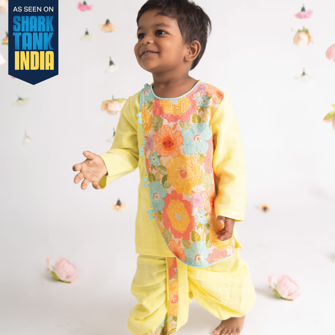 Muskaan - Full Sleeve Button Type Kurta and Dhoti for kids
