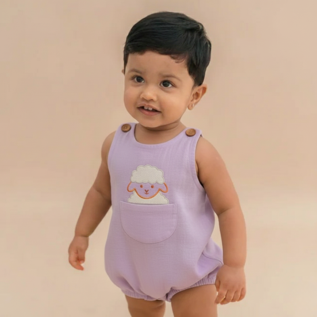 Greenie Lamb - Muslin Crinkled Romper