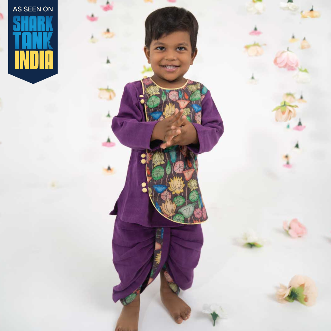 Thaara Full Sleeve Button Type Kurta and Dhoti for kids