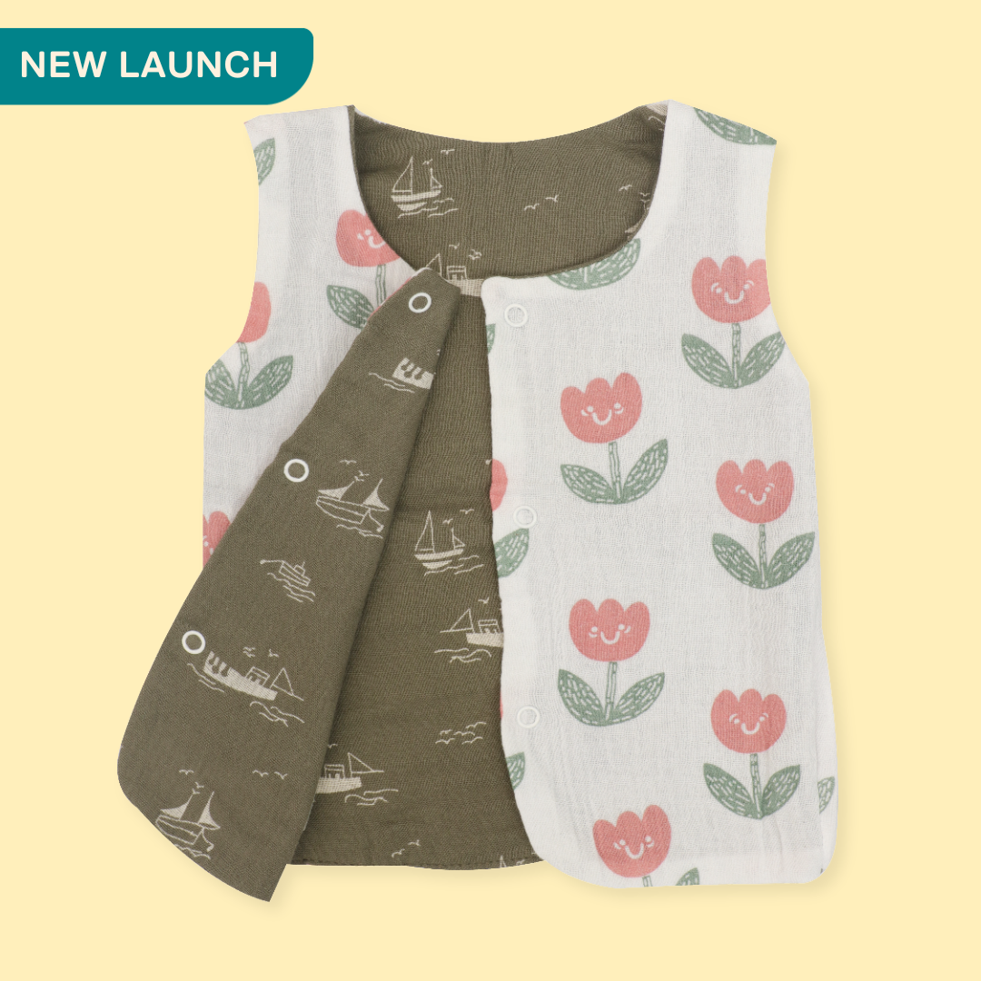 Captain Tulip - Reversible Muslin Jabla (Pack of 1)