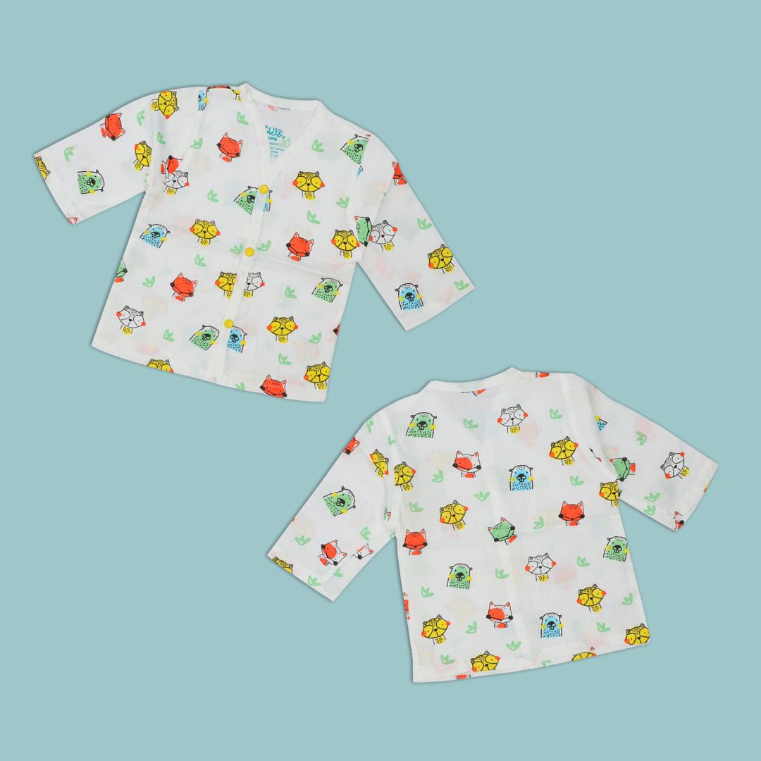 Muslin Full Sleeve Button Top Combo - Pack of 3