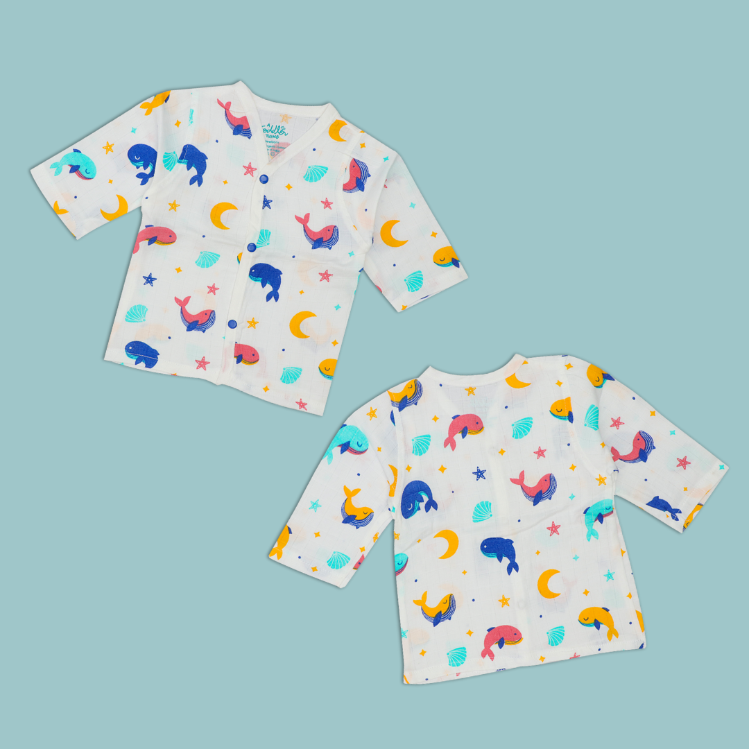 Muslin Full Sleeve Button Top Combo - Pack of 3