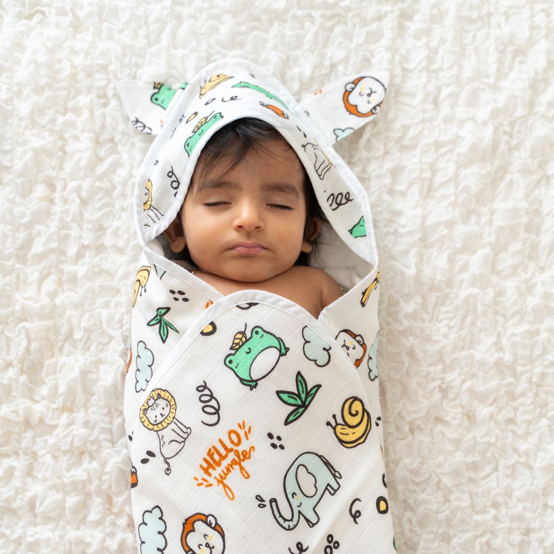 Zoodle Blocks - Muslin Hooded Towels for Babies and Kids