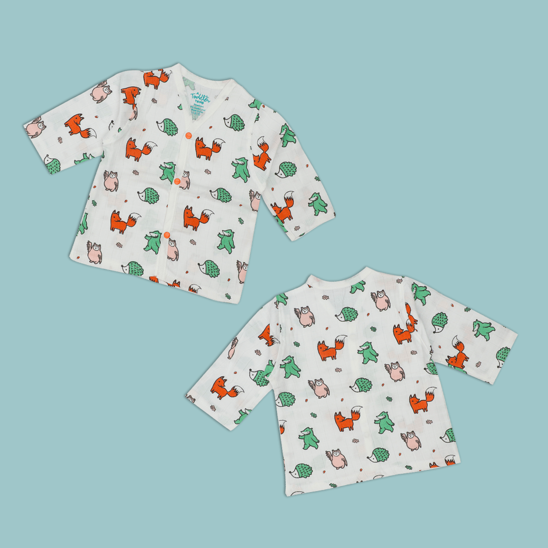 Muslin Full Sleeve Button Top Combo - Pack of 3