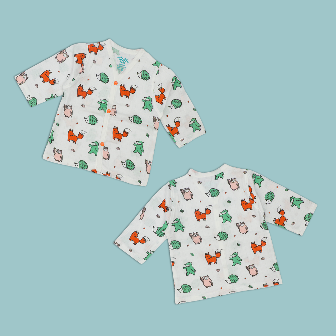 Muslin Full Sleeve Button Top Combo - Pack of 3