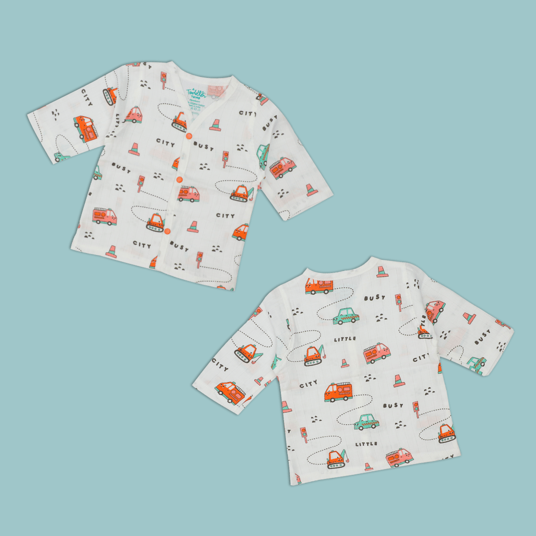 Muslin Full Sleeve Button Top Combo - Pack of 3