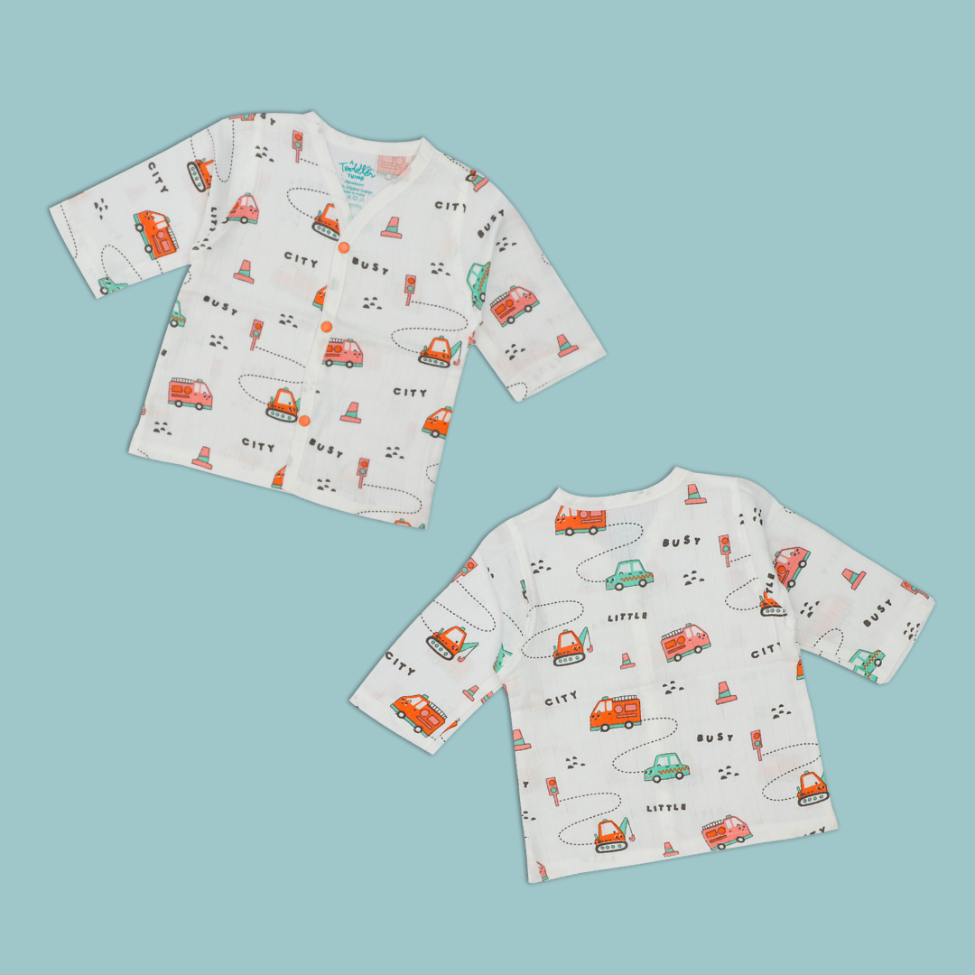 Muslin Full Sleeve Button Top Combo - Pack of 3