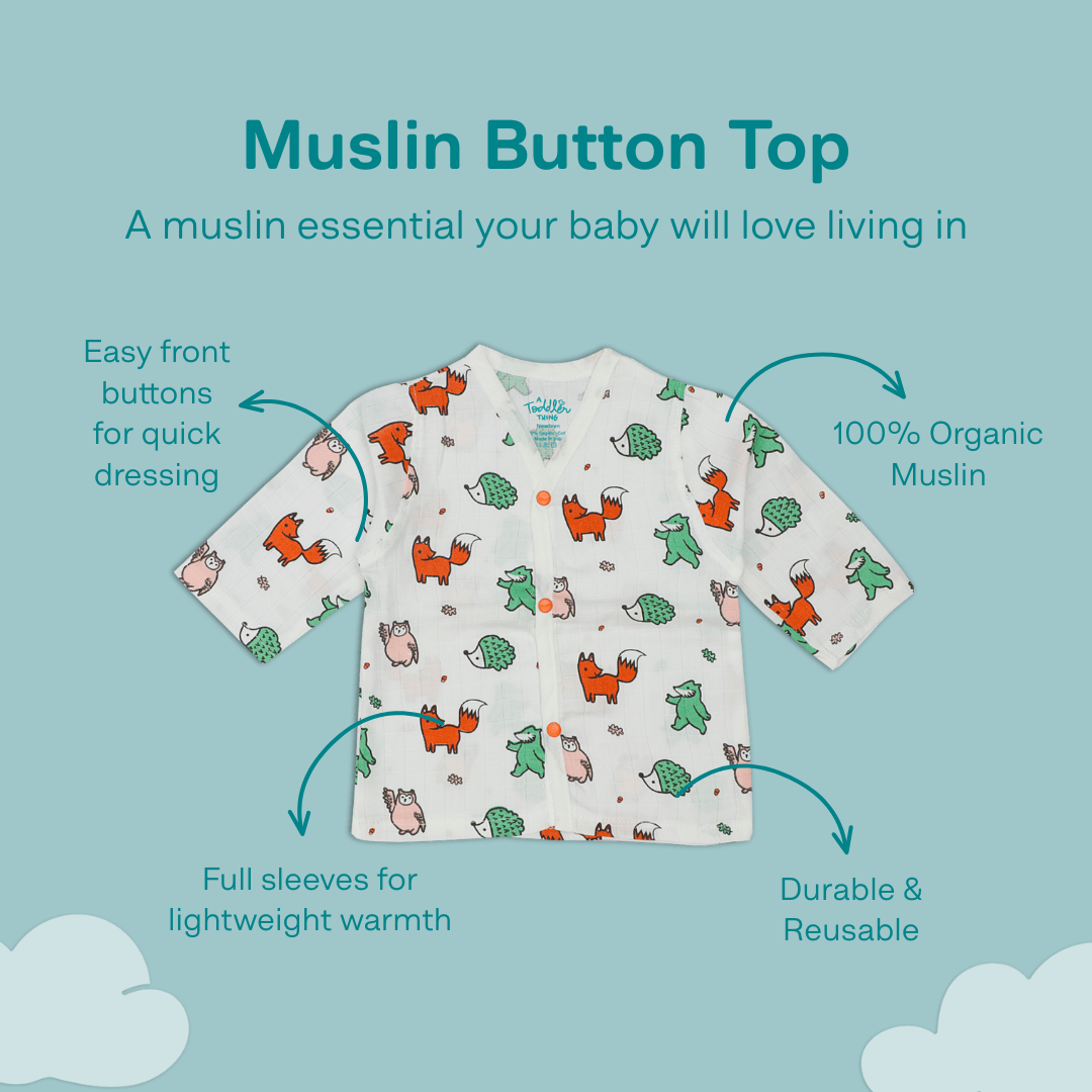 Muslin Full Sleeve Button Top Combo - Pack of 3