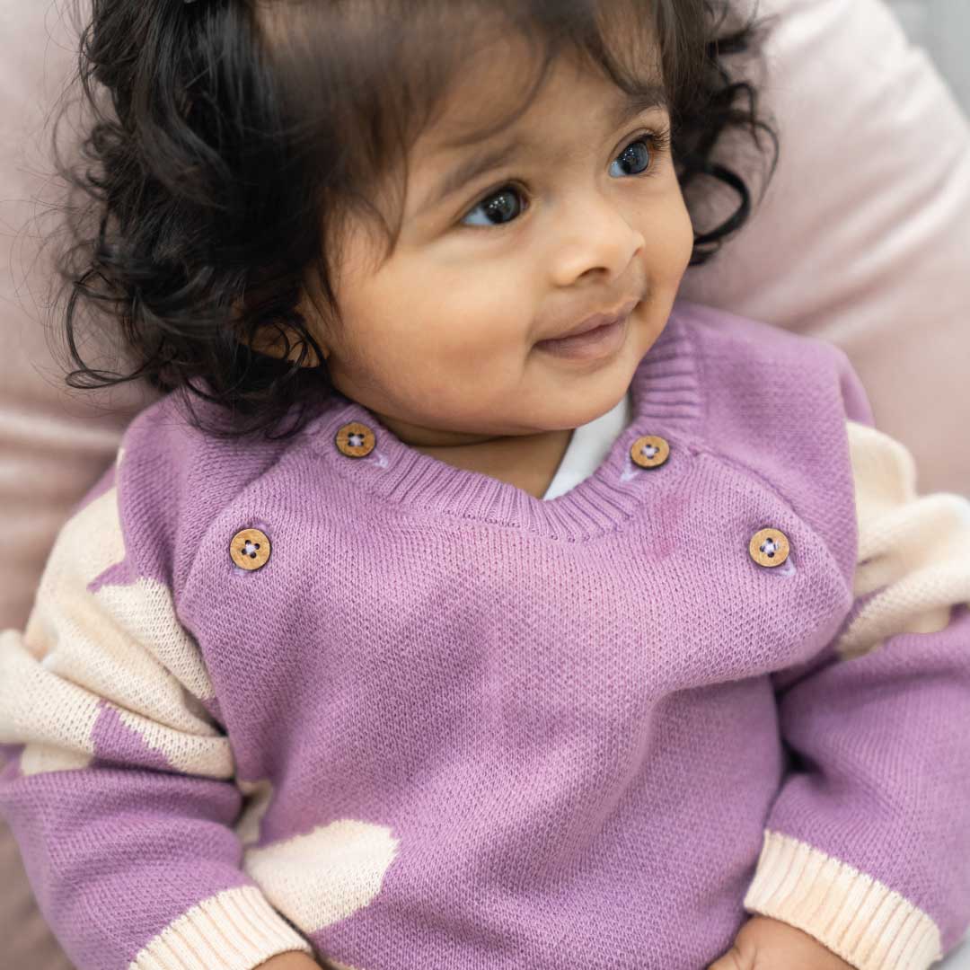 Petal White Full Sleeve Sweater For Babies