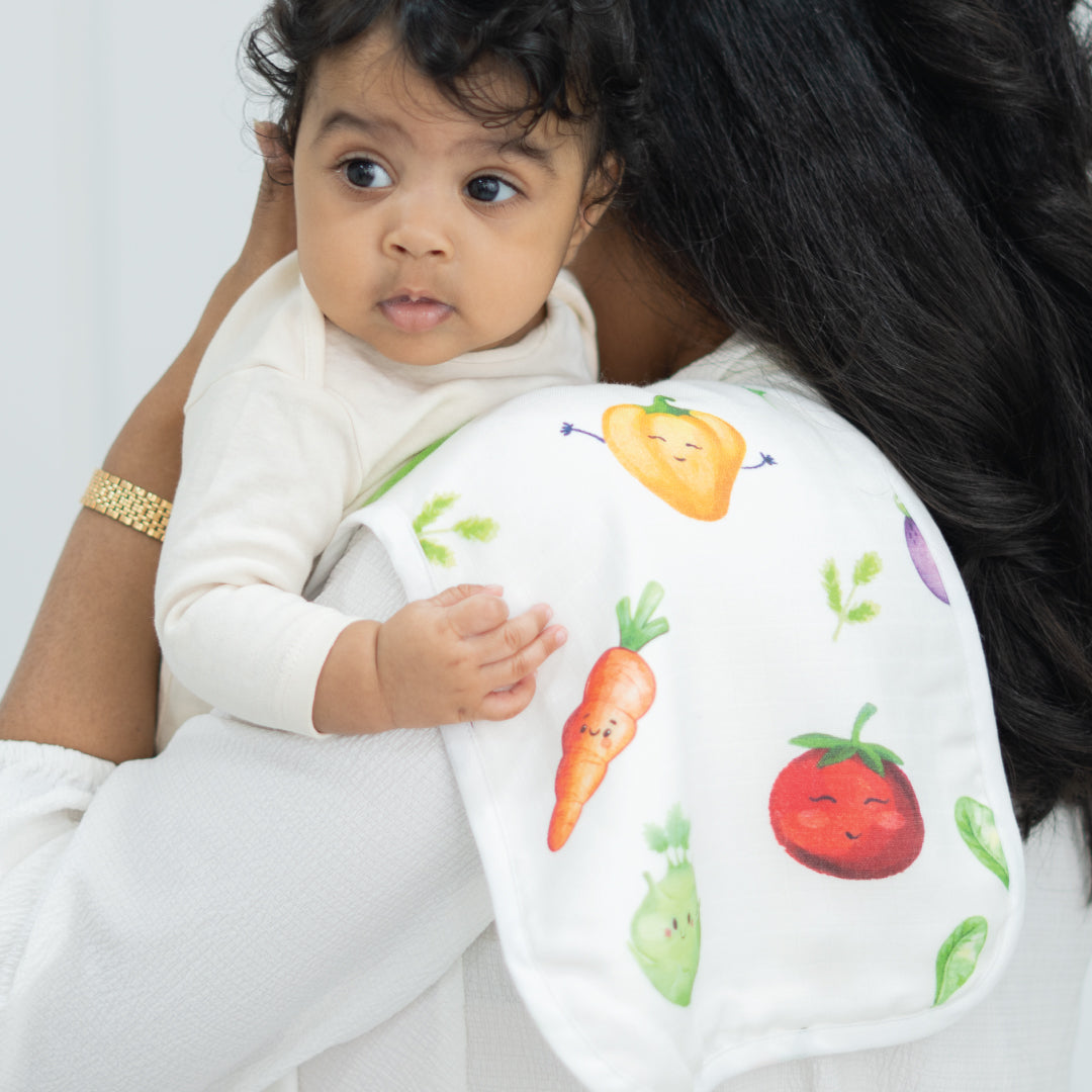 Veggie Delight - Organic Muslin Aloe Vera Burp Cloth