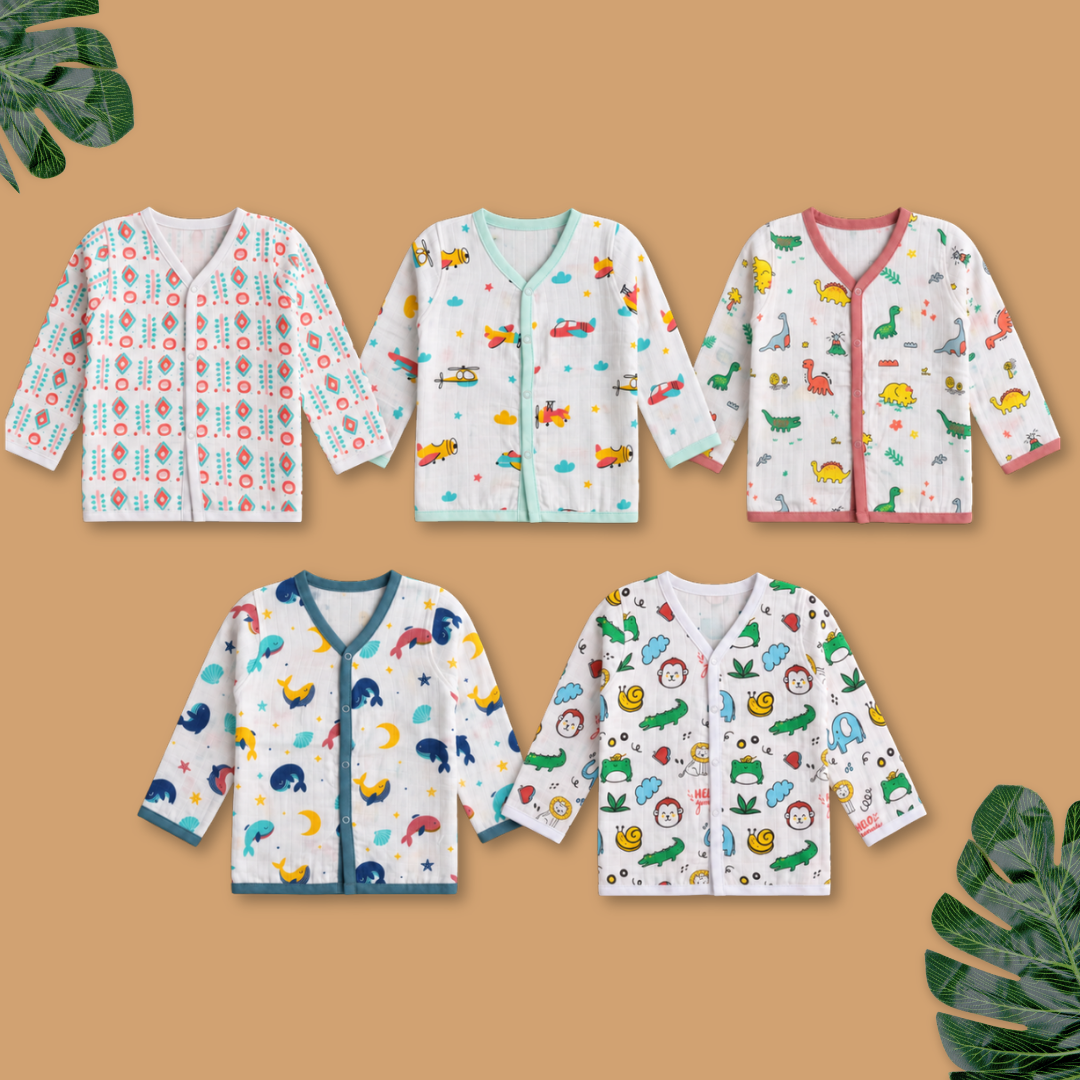 Muslin Full Sleeve Jabla Combo - Pack of 5