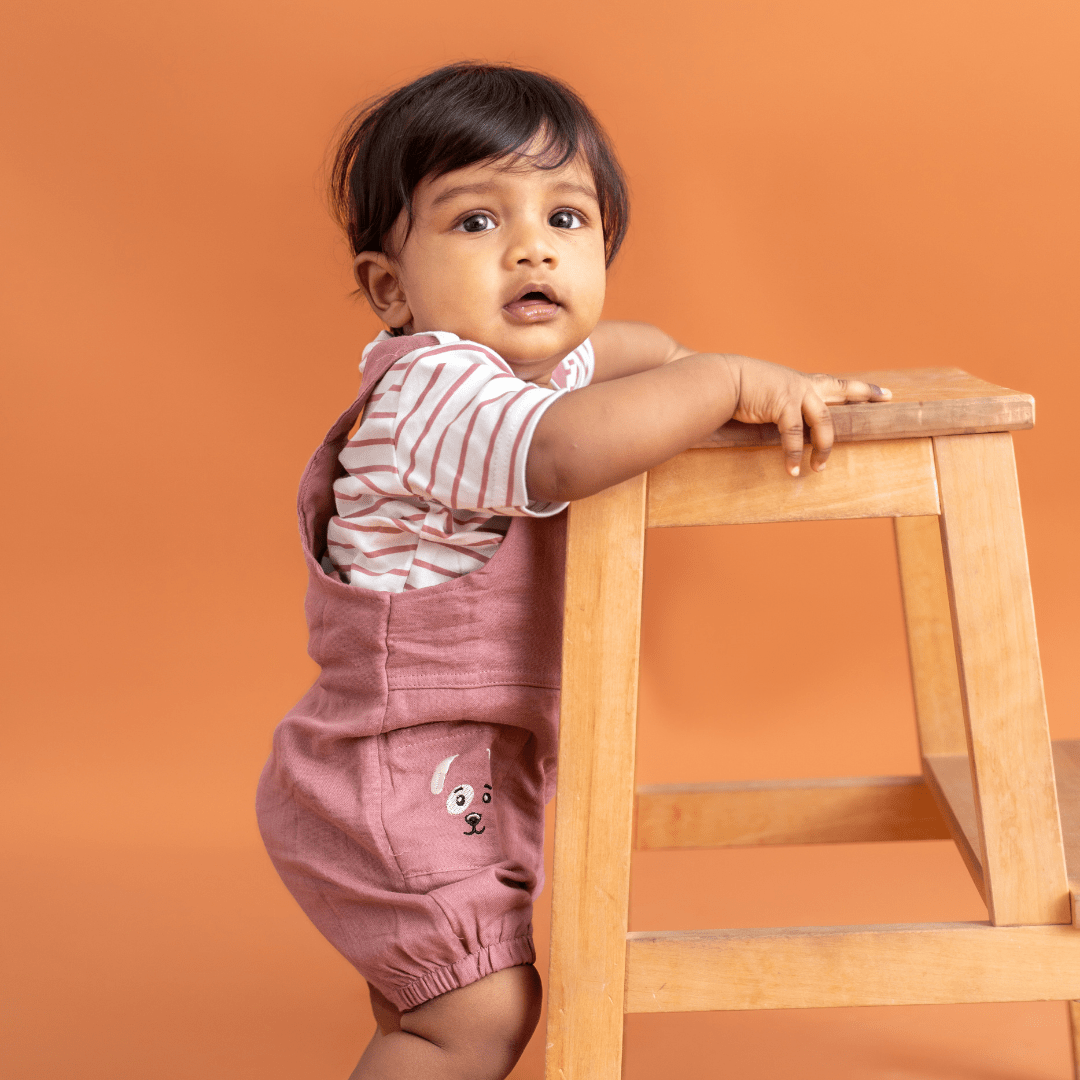 Monkie - Crinkled Muslin Dungarees