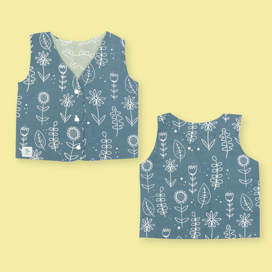 Tweet-a-Saurus - Reversible Muslin Jabla (1 piece)