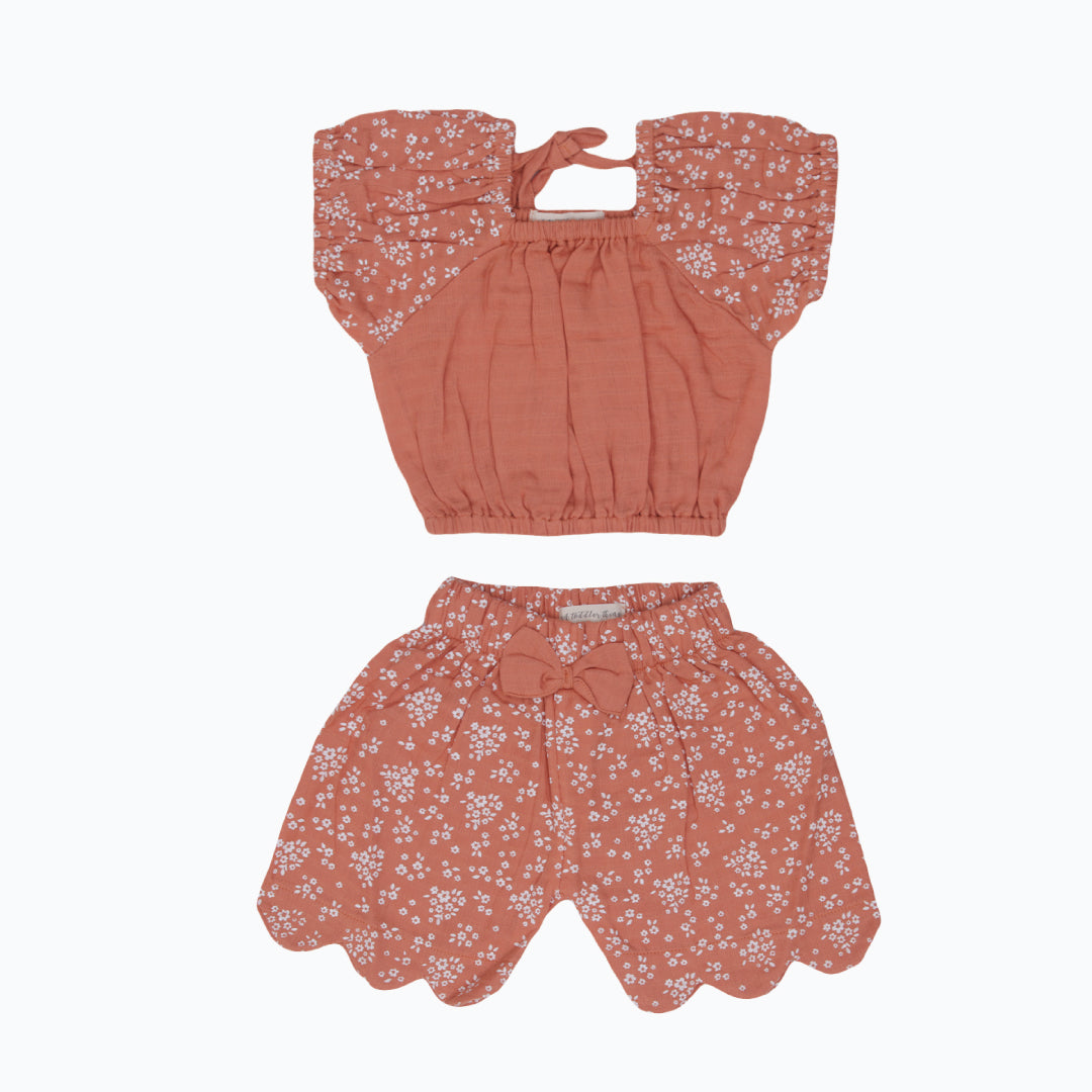 Babies Puffed Co-ord sets for kids Coral