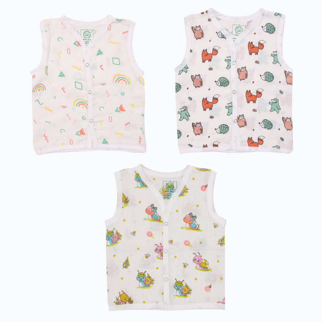 Muslin Jabla Button Type - (Pack of 3) Combo 1