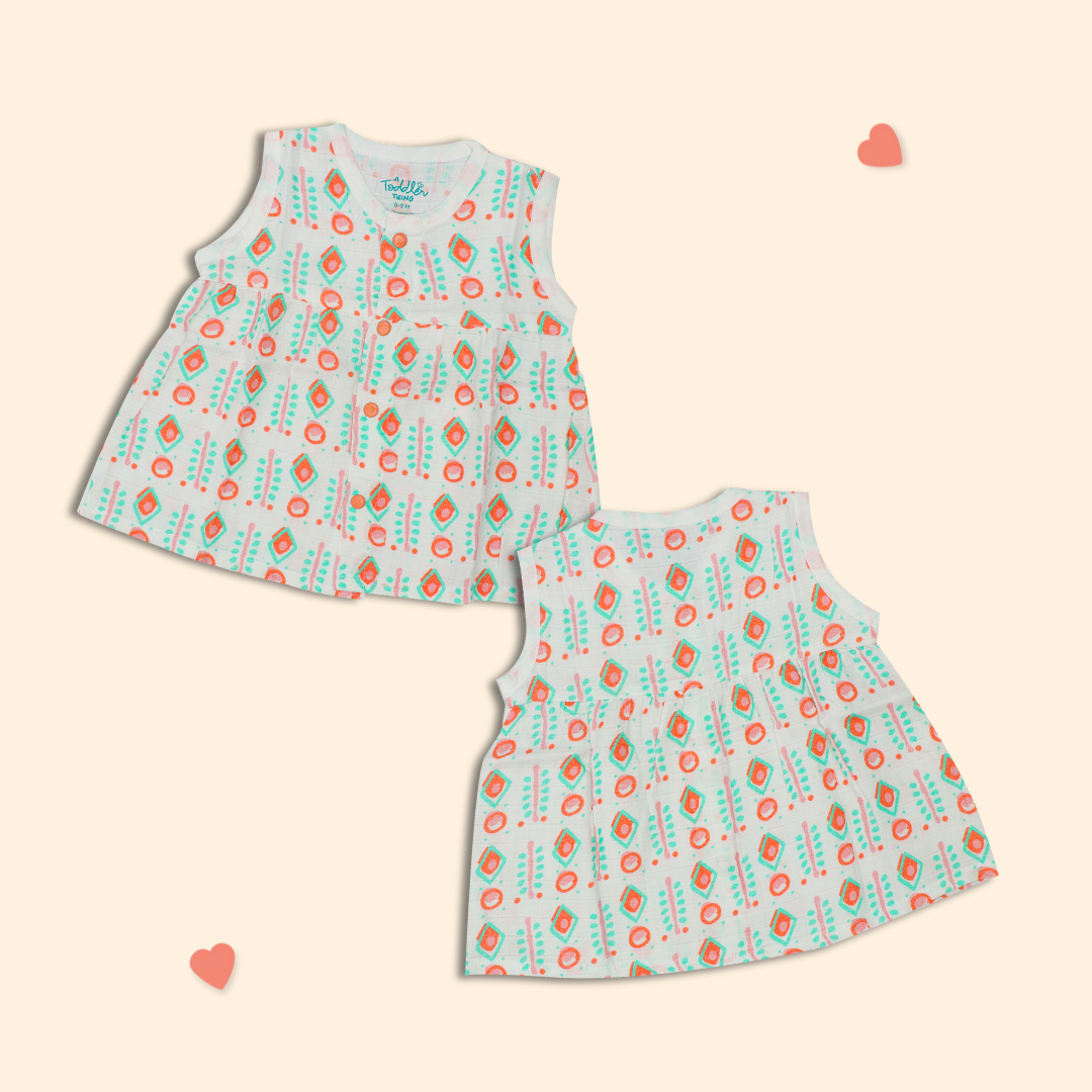 Muslin Sleeveless Frock - Pack of 3