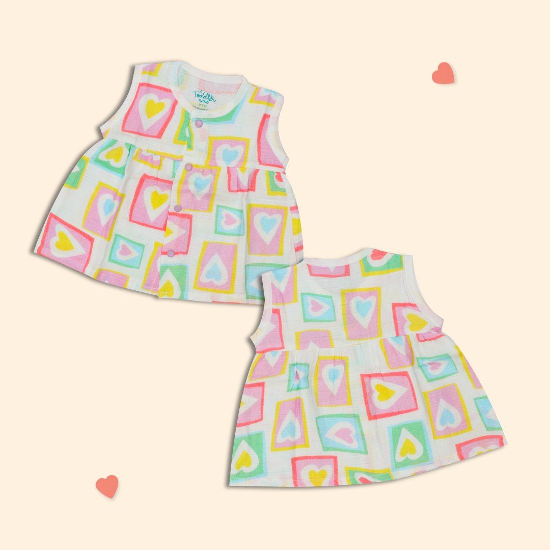 Muslin Sleeveless Frock - Pack of 3