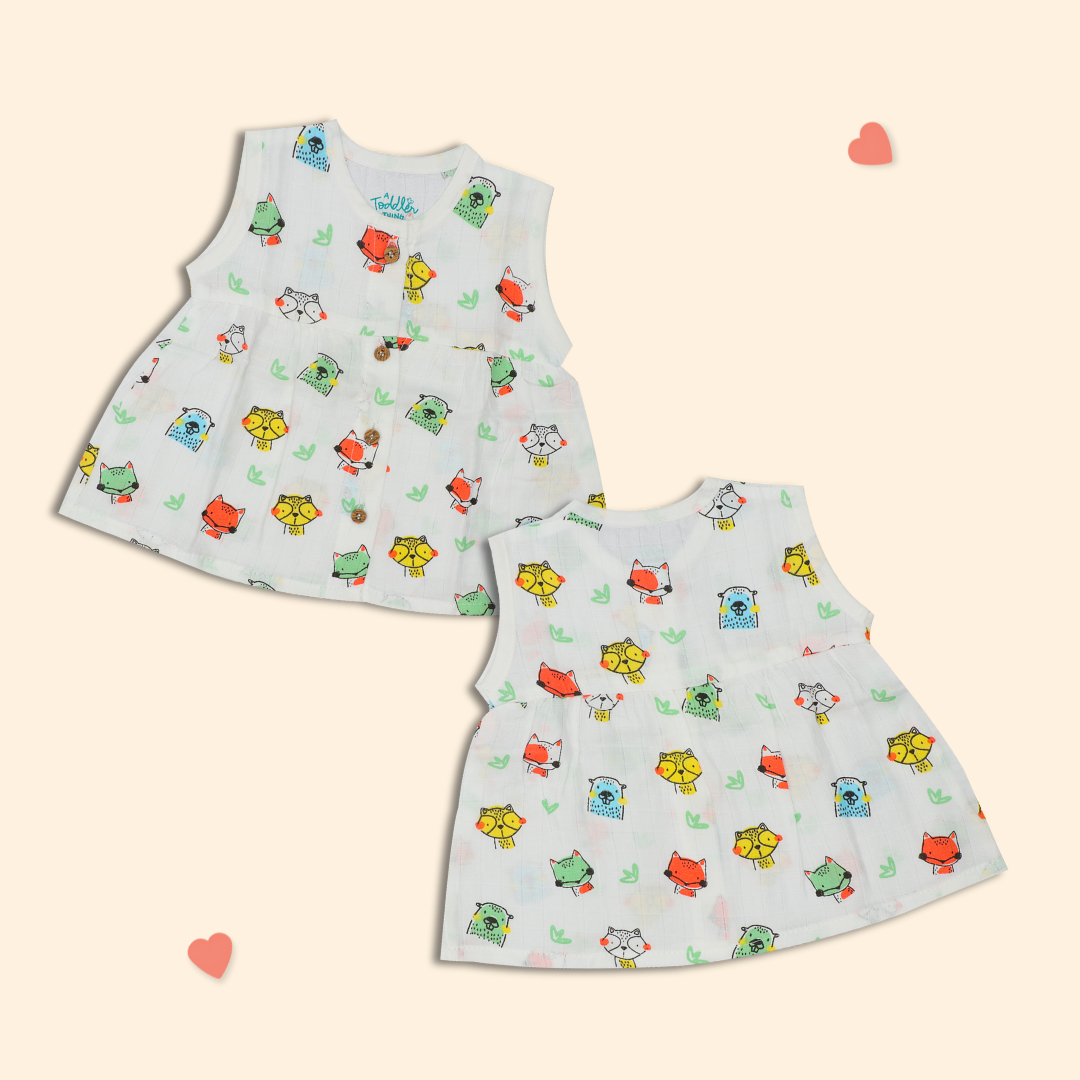 Muslin Sleeveless Frock - Pack of 3