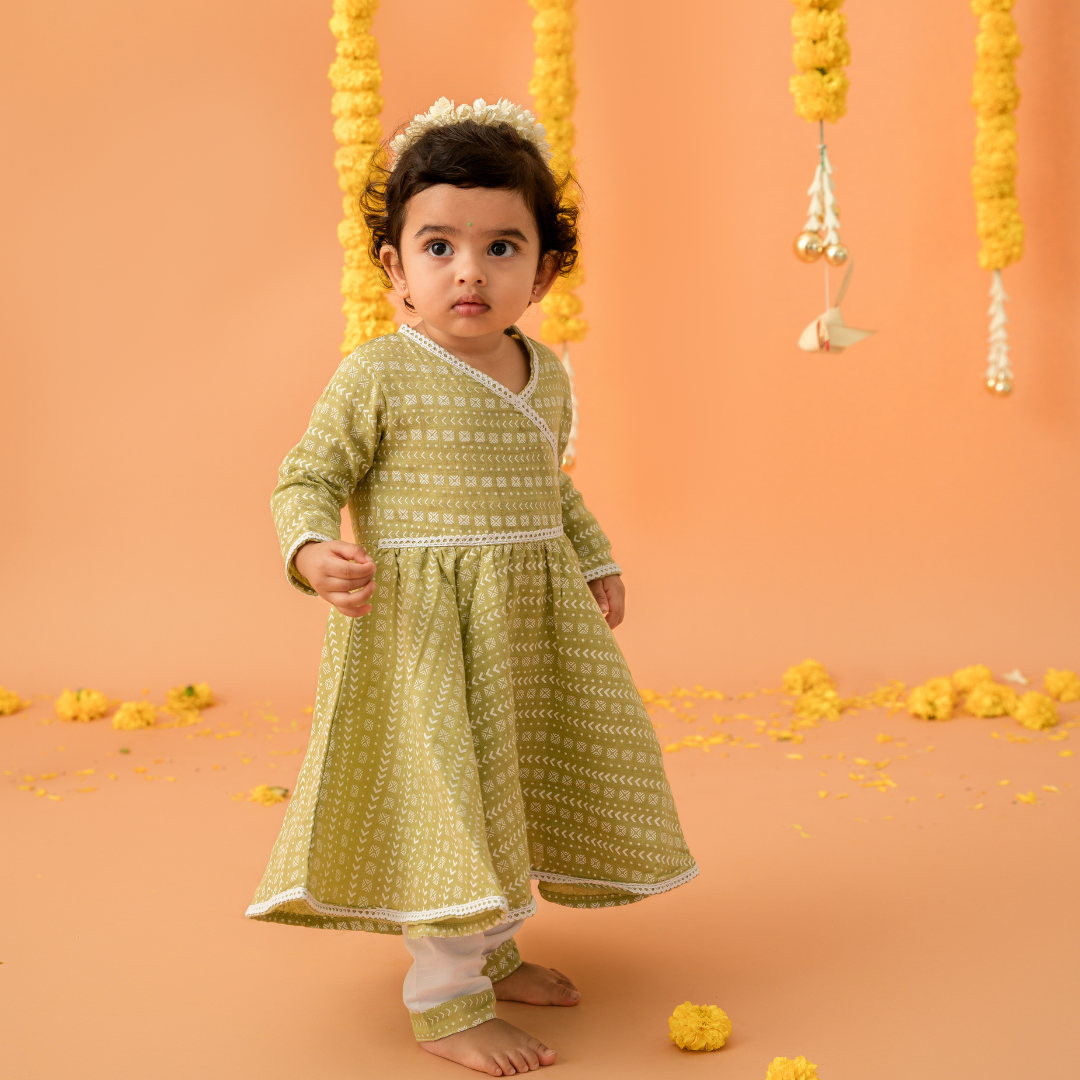 Thazhamboo - Full Sleeve Flared Kurta With Pant Set