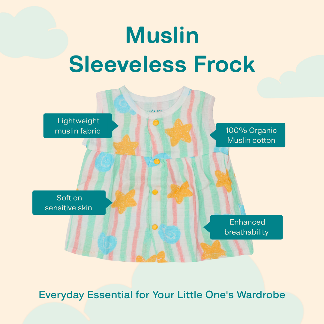 Muslin Sleeveless Frock - Pack of 3
