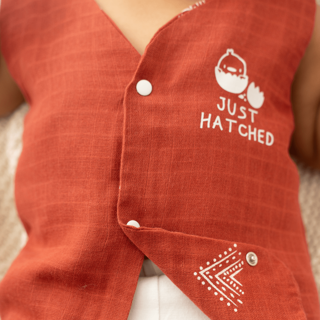 Olive you, Tomato - Reversible Muslin Jabla (Pack of 2)