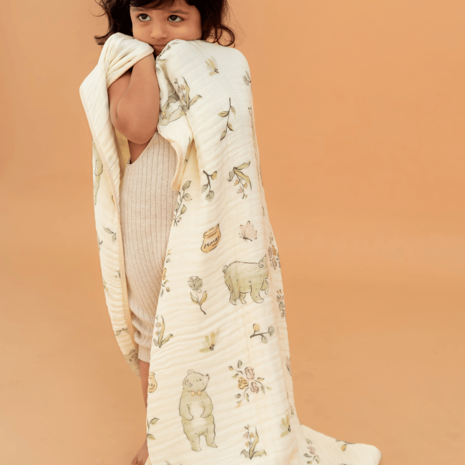 Happy Garden - Crinkled Muslin Bamboo Blanket