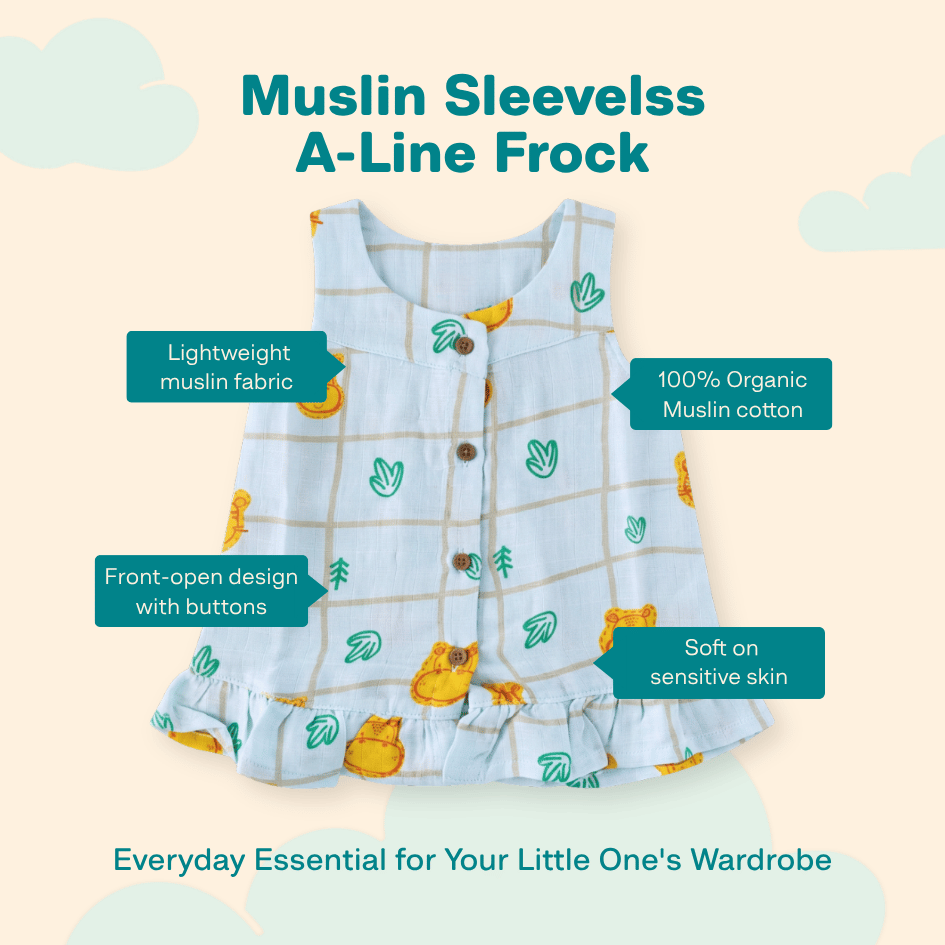 Sugar Stone - Muslin Sleeveless A-Line Frock (Pack of 2)