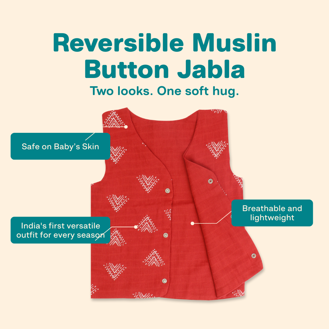 Tiny Tomato - Reversible Muslin Jabla (Pack of 1)