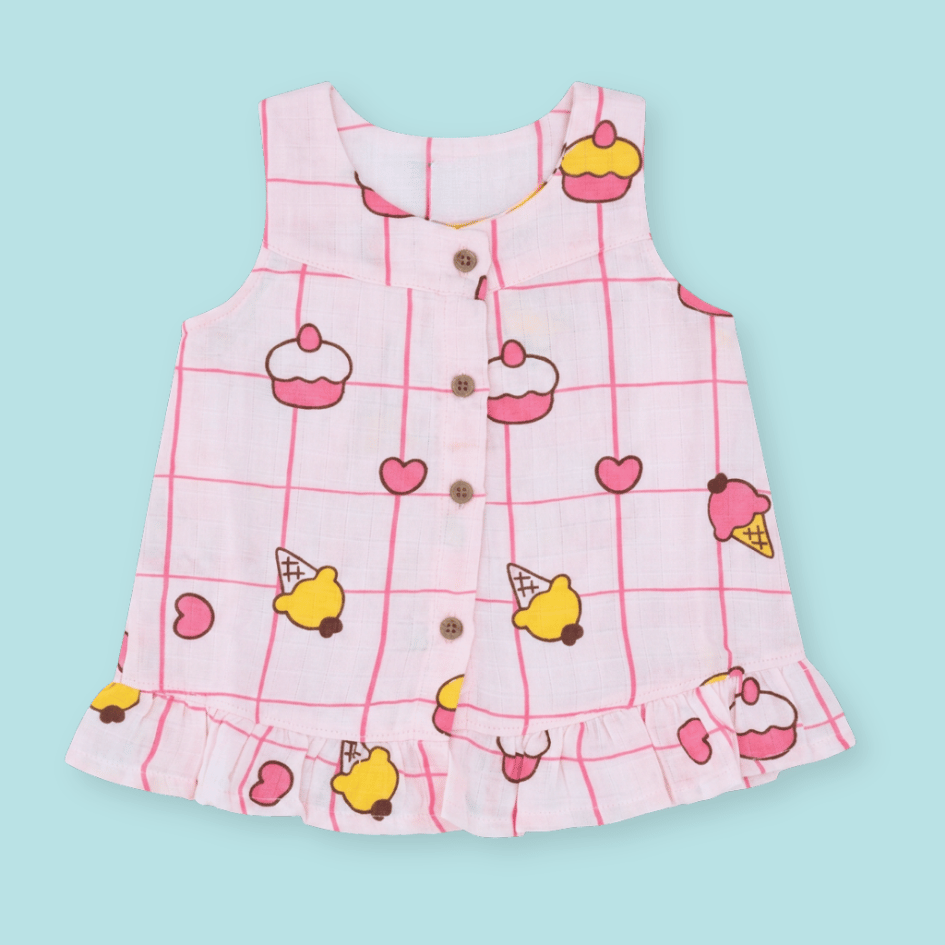 Sugar Stone - Muslin Sleeveless A-Line Frock (Pack of 2)