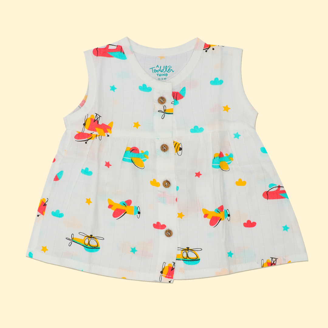 Shell Hopper - Muslin Sleeveless Frock - Pack of 2