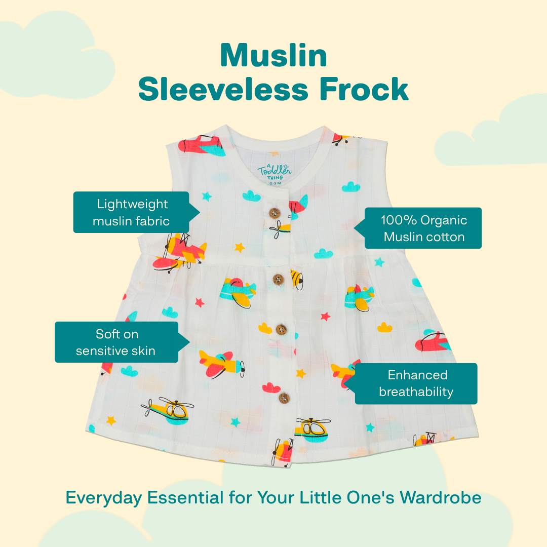 Shell Hopper - Muslin Sleeveless Frock - Pack of 2