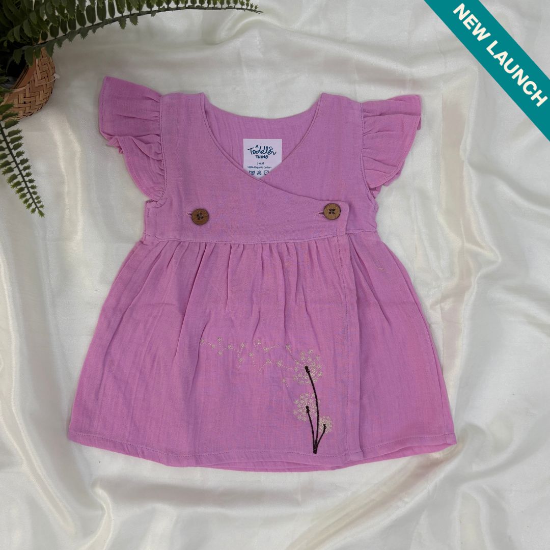 Peach - Muslin Dandelions Frill Frock