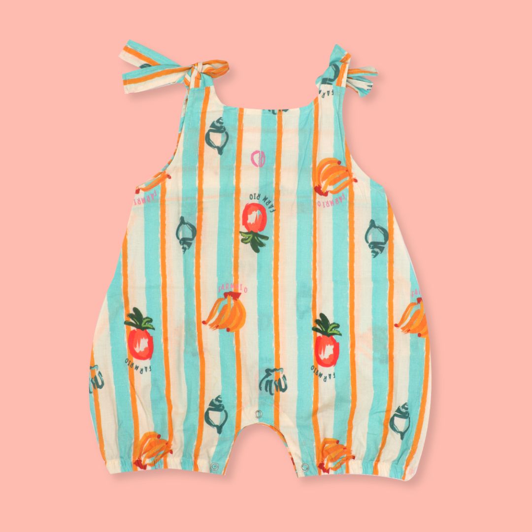 Citrus Splash - Mulmul Cotton Knot Type Romper