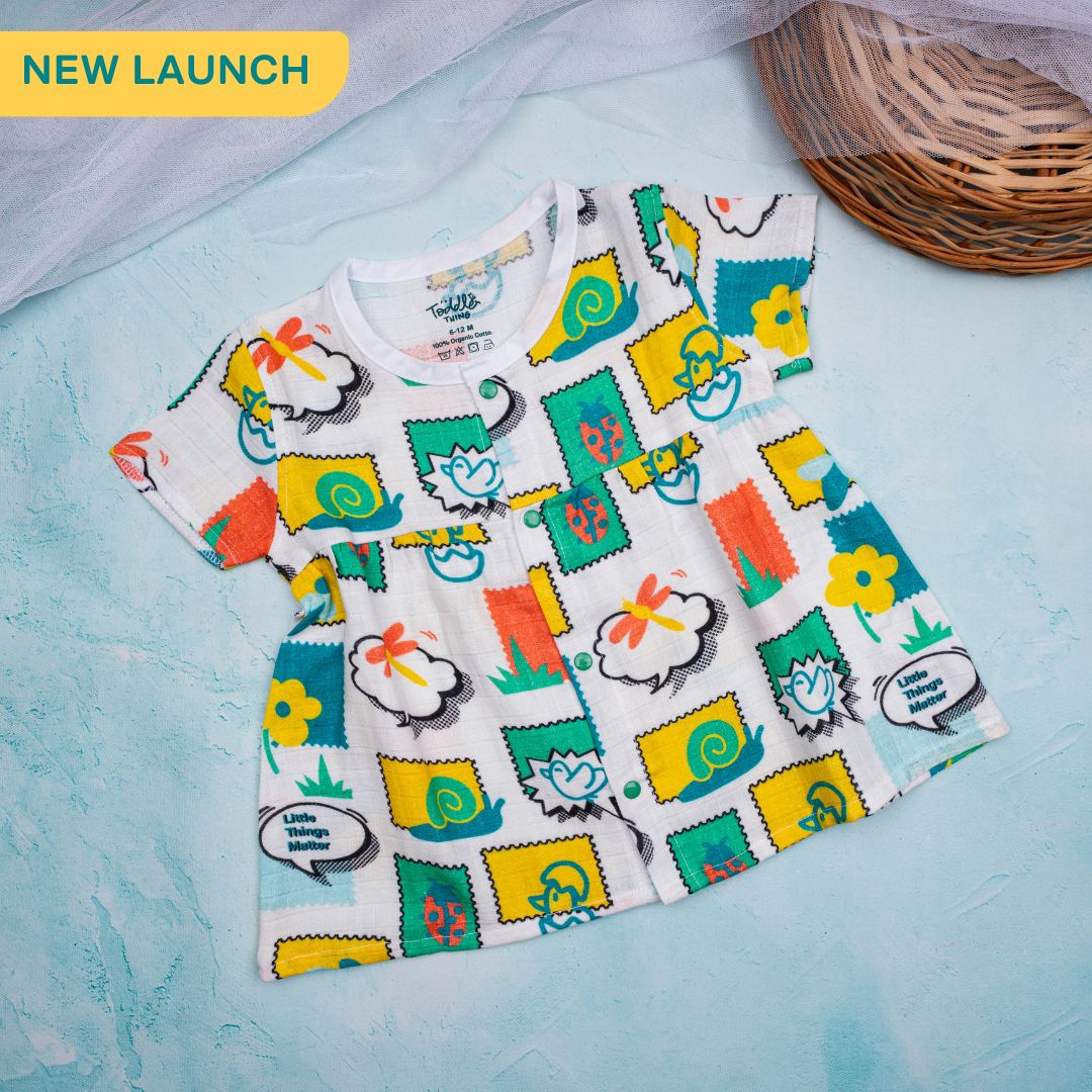 Flora Pixels - Muslin Button Frock