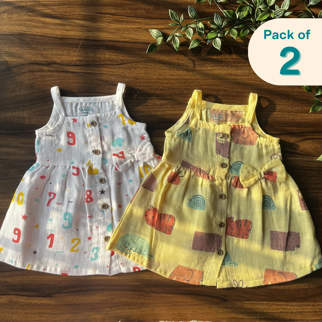 Trek Time - Muslin Shoulder Strap Frock (Pack of 2)