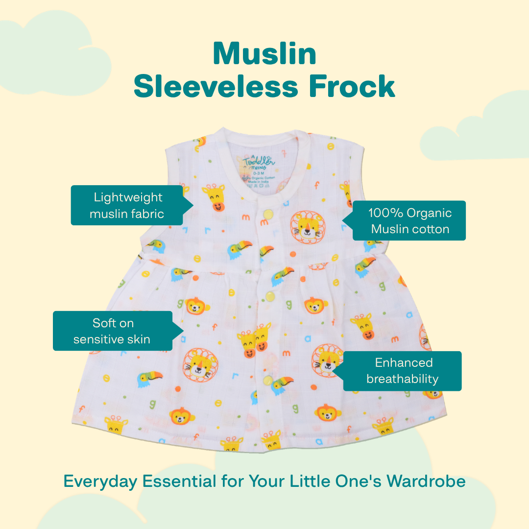 Jungle Shore - Muslin Sleeveless Frock - Pack of 2