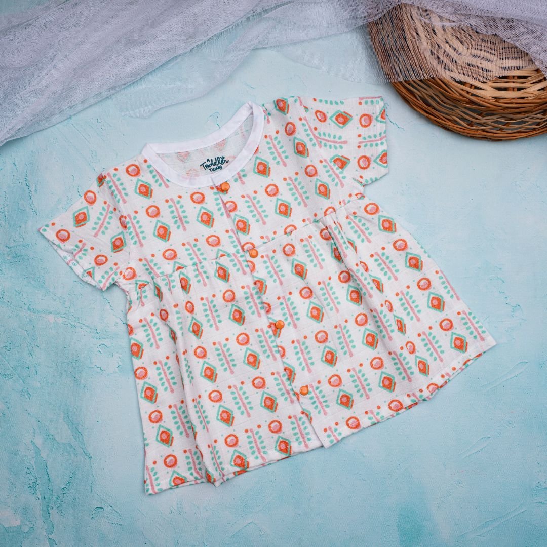 Flora Pixels - Muslin Button Frock
