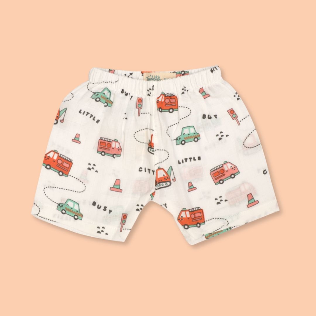Woody & Wheels - Muslin Jabla and Shorts for Babies and Toddlers - Pack of 2