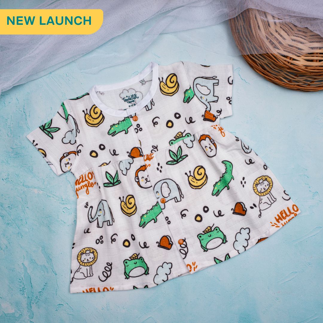 Flora Pixels - Muslin Button Frock