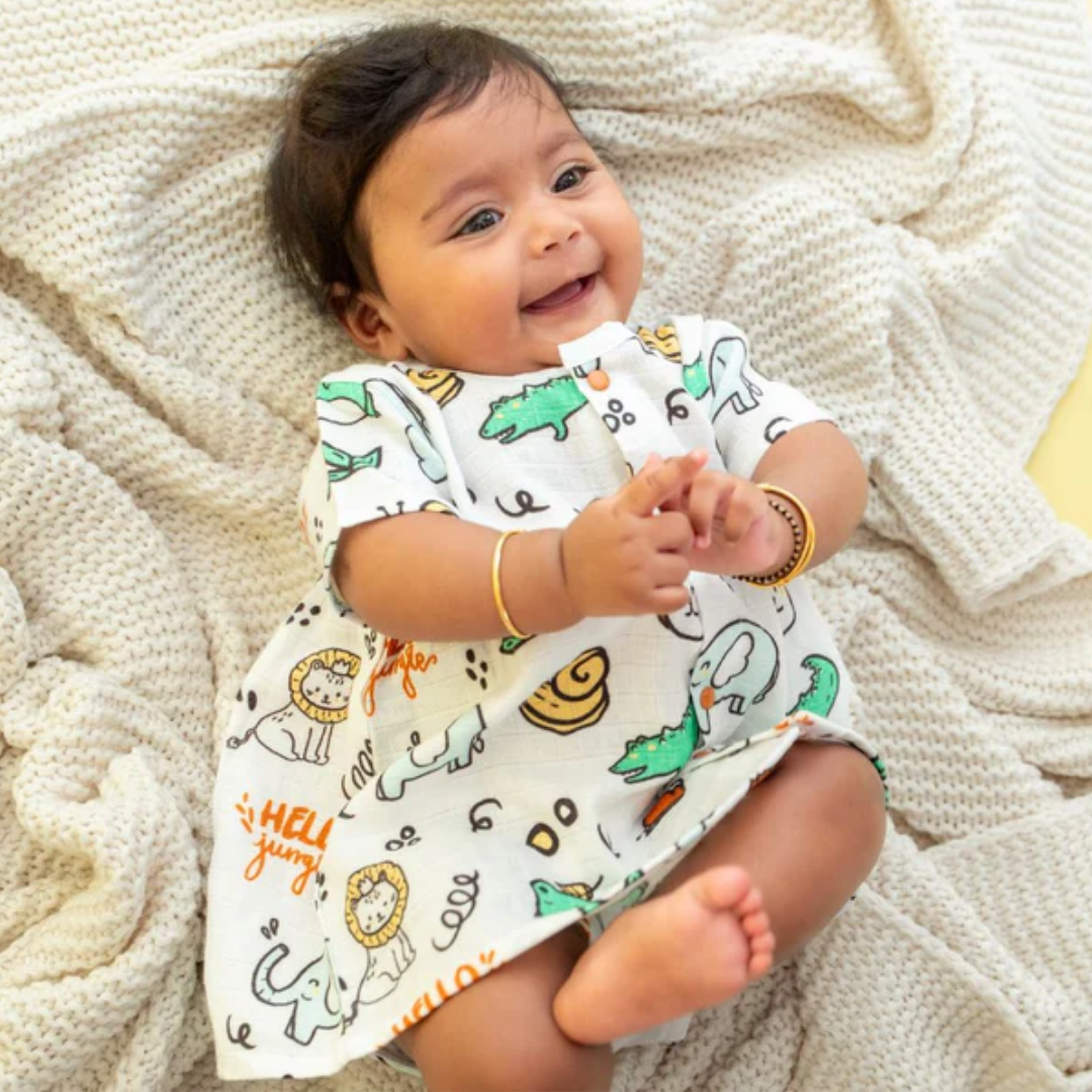 Jungkat - Muslin Button Frock - Pack of 2