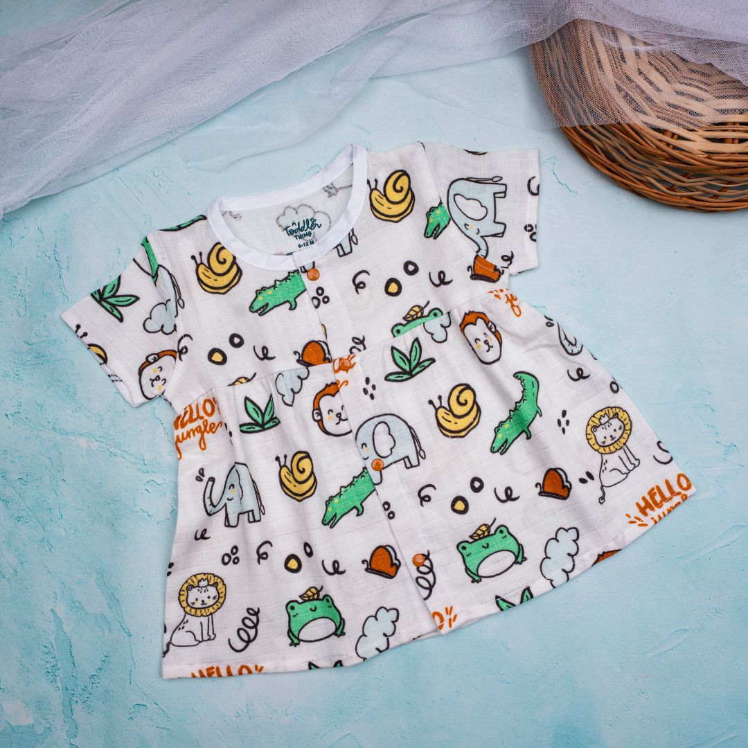 Lil Zoo Box - Muslin Button Frock - Pack of 3