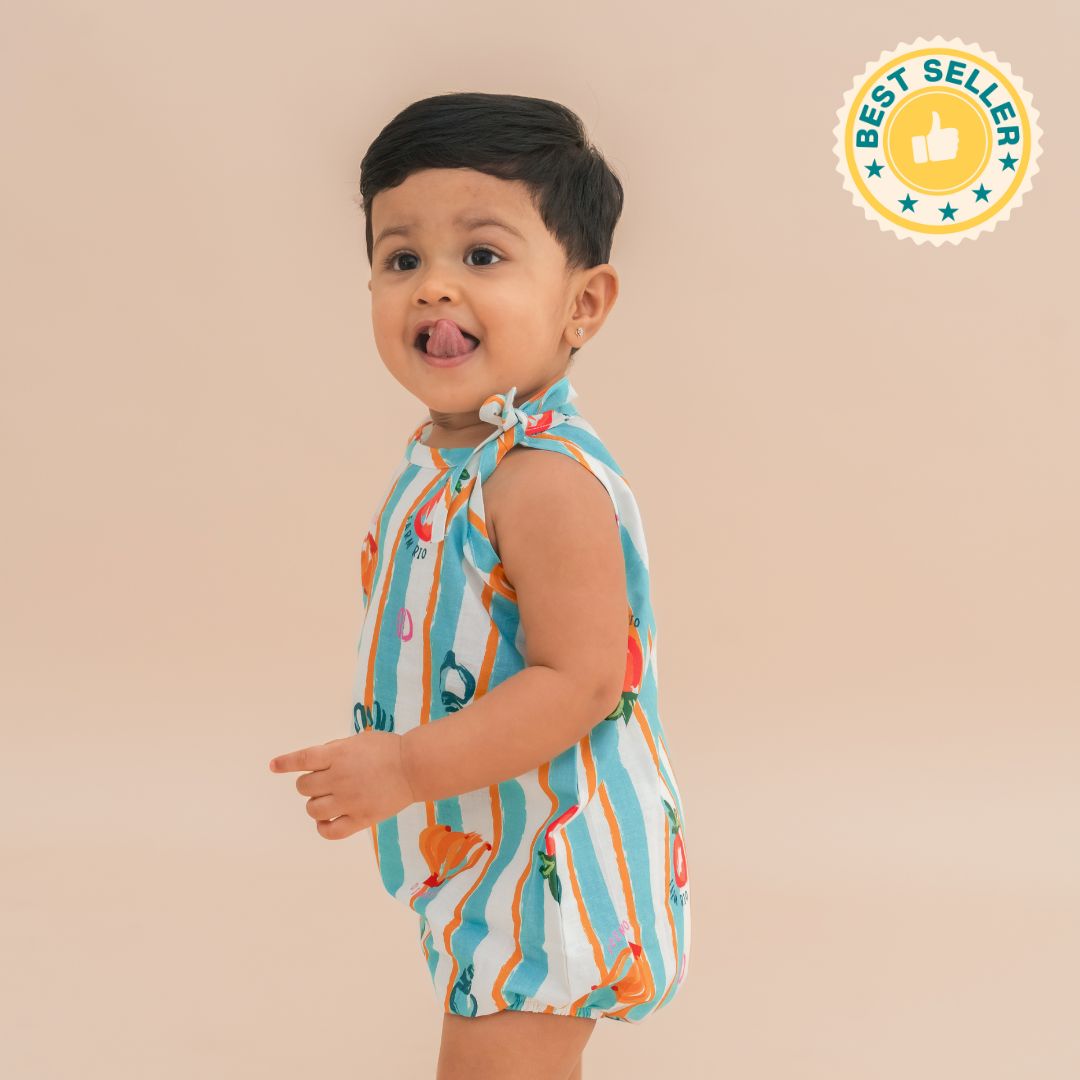 Mini Tropicano - Mulmul Cotton Knot Type Romper