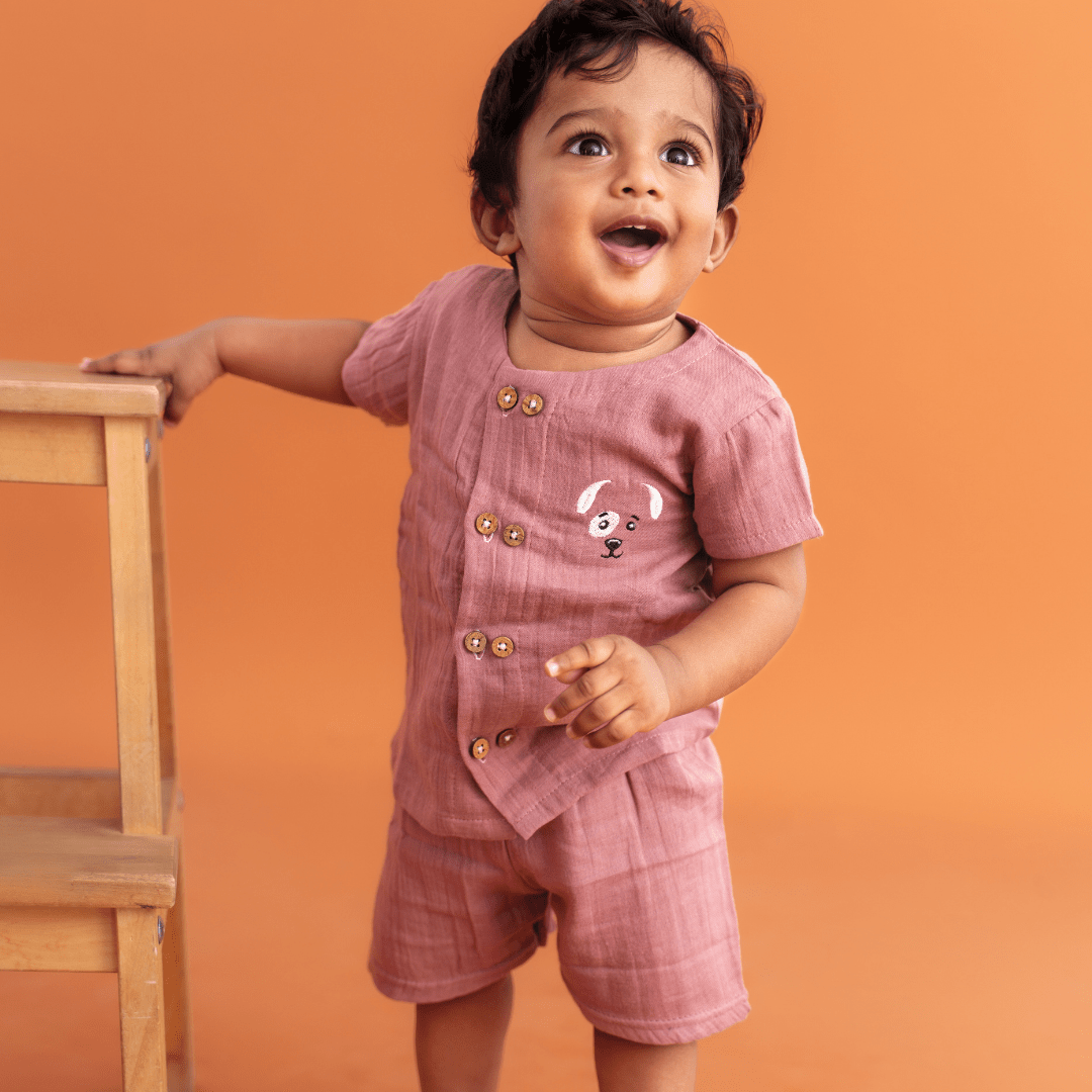 Woofie - Crinkled Muslin Co-ord Set