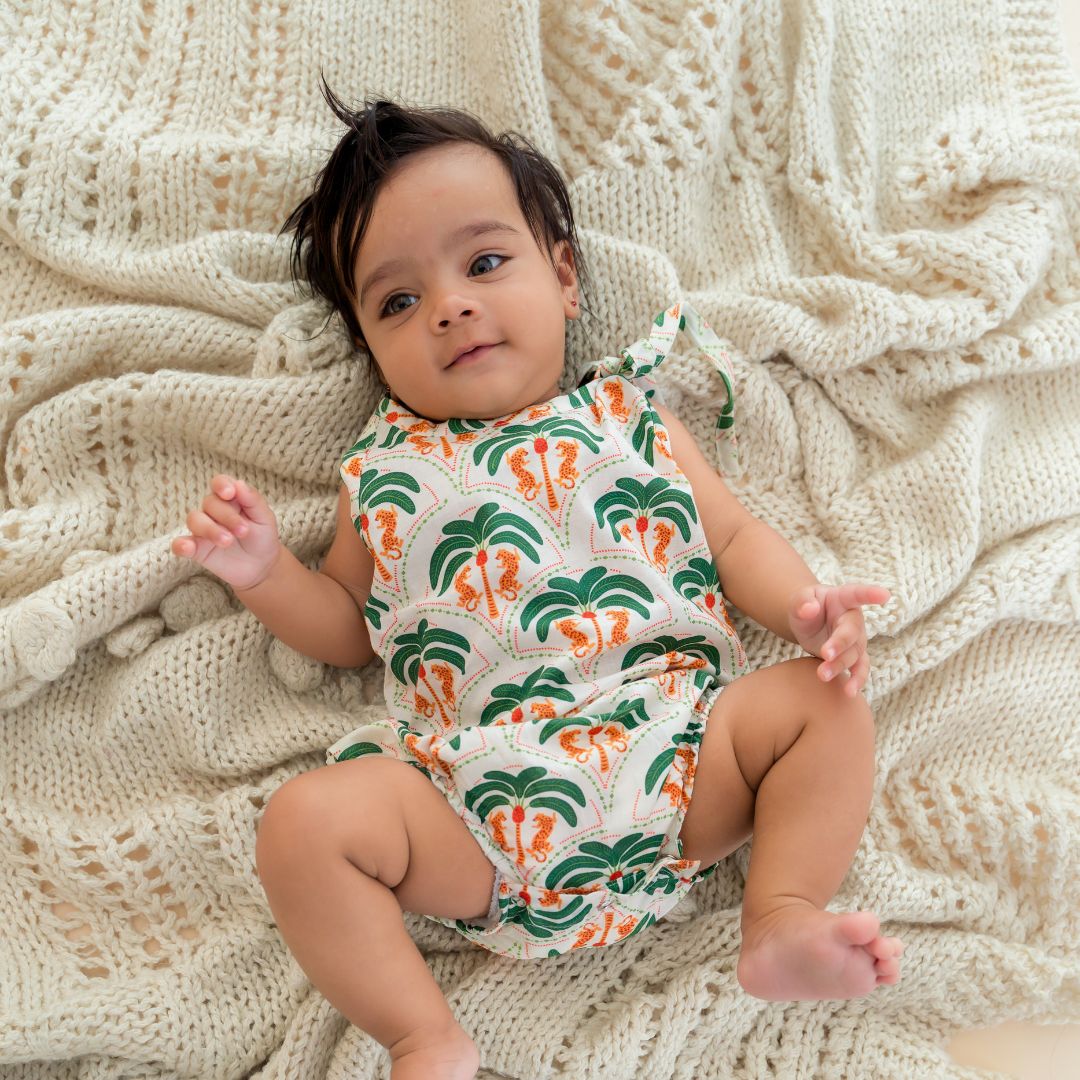 Lilsplash - Mulmul Cotton Knot Type Romper Pack of 2