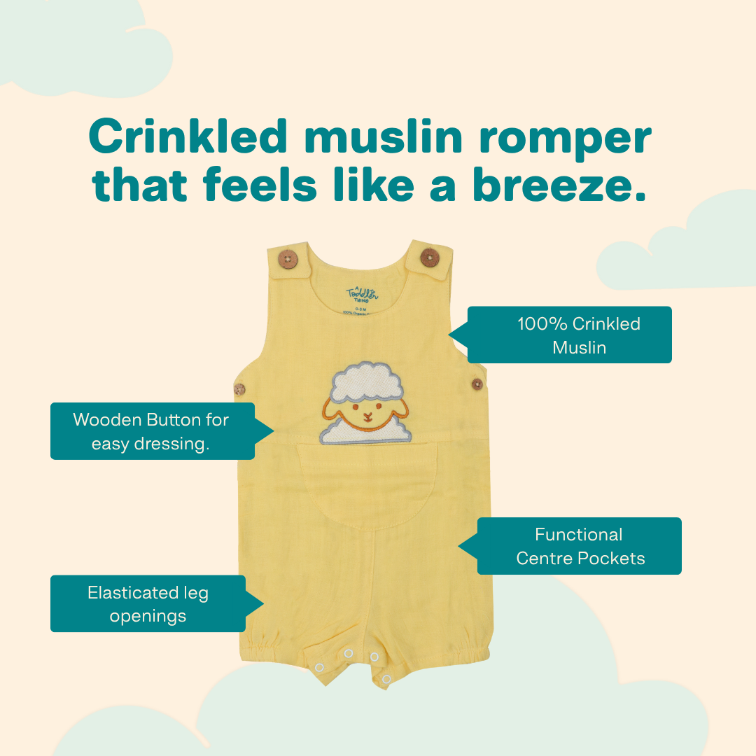Dreamsky - Crinkled Muslin Romper Pack of 3