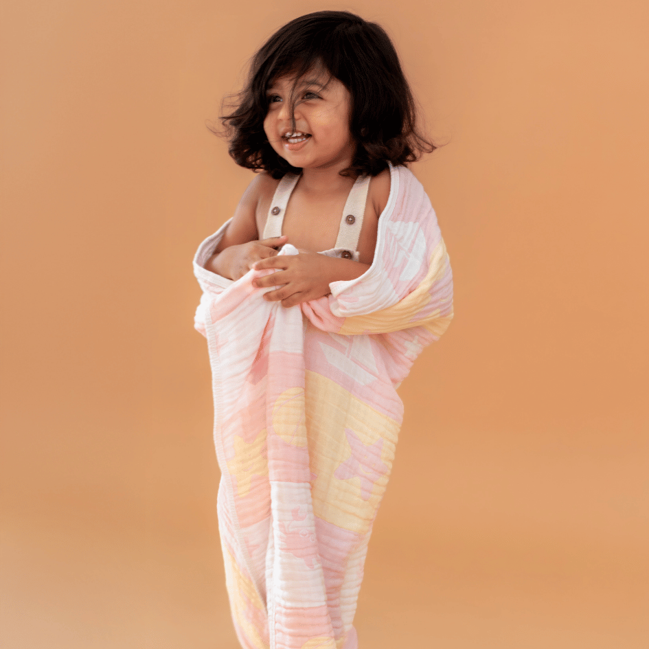 Happy Garden - Crinkled Muslin Bamboo Blanket