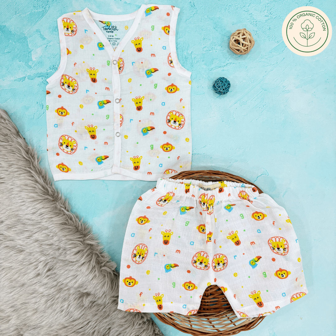 Jungle Tales - Muslin Jabla and Shorts for Babies and Toddlers - Pack of 2