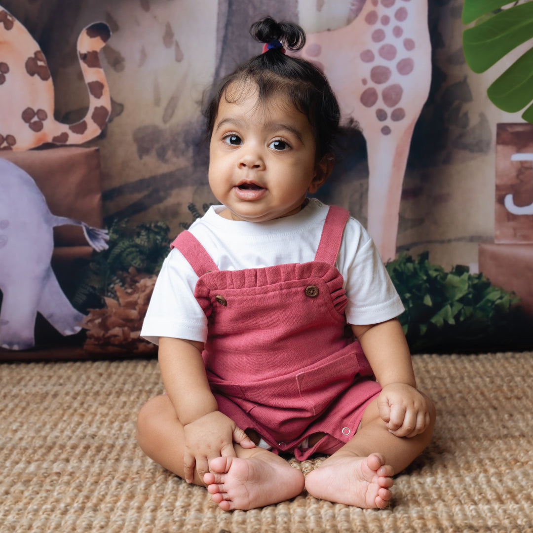 Muslin Frill Dungarees for Baby Girls