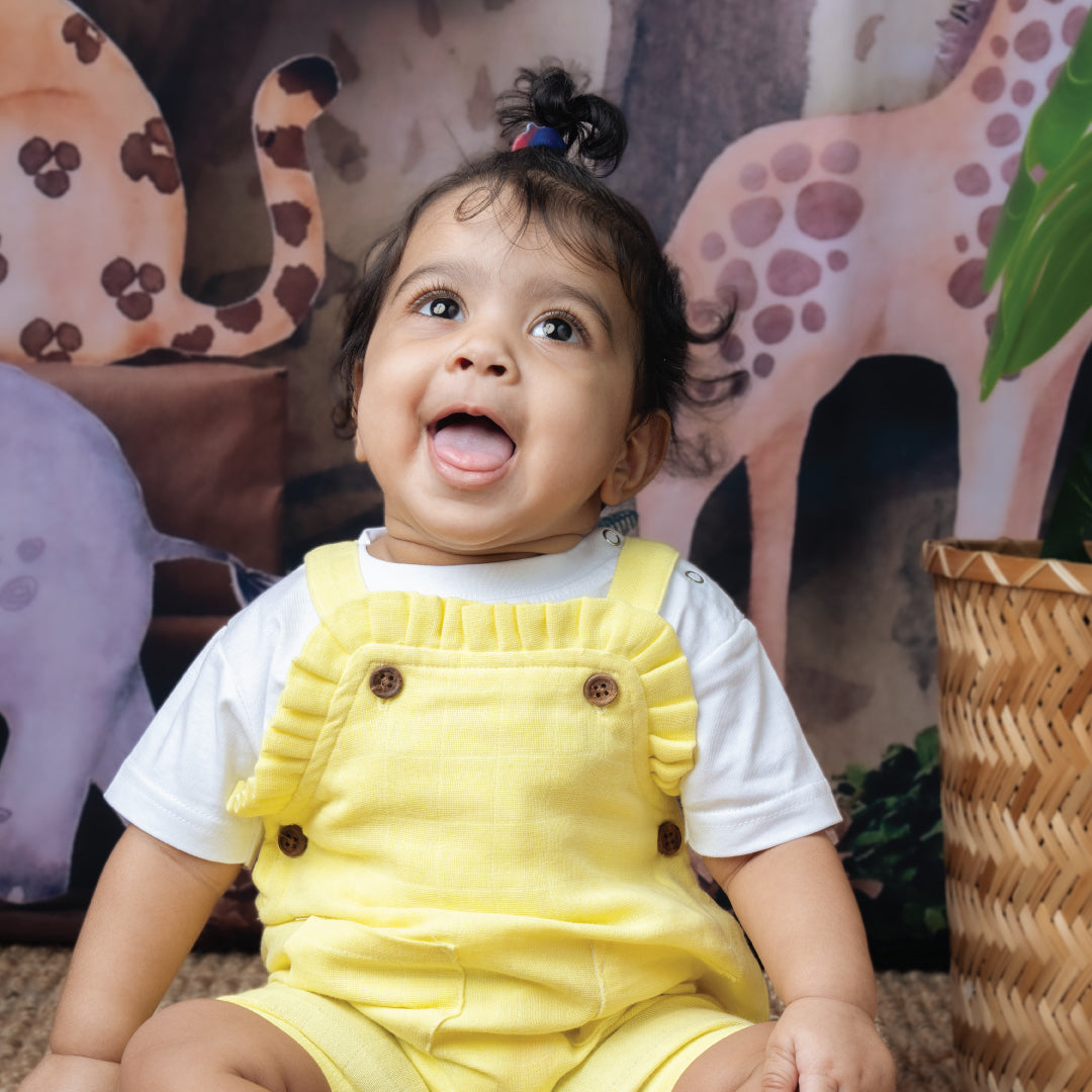 Muslin Frill Dungarees for Baby Girls