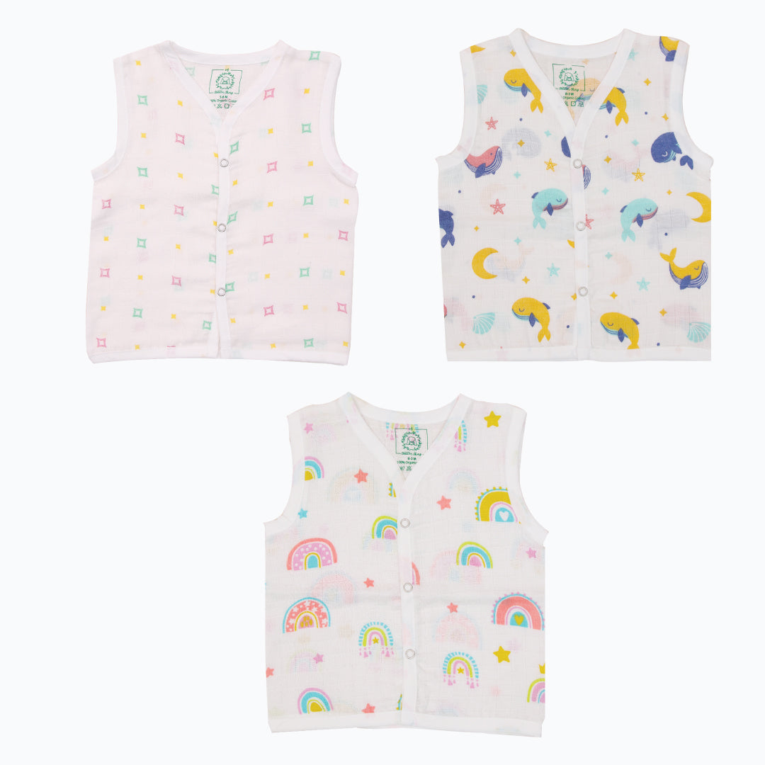 Muslin Jabla Button Type - (Pack of 3) Combo 1